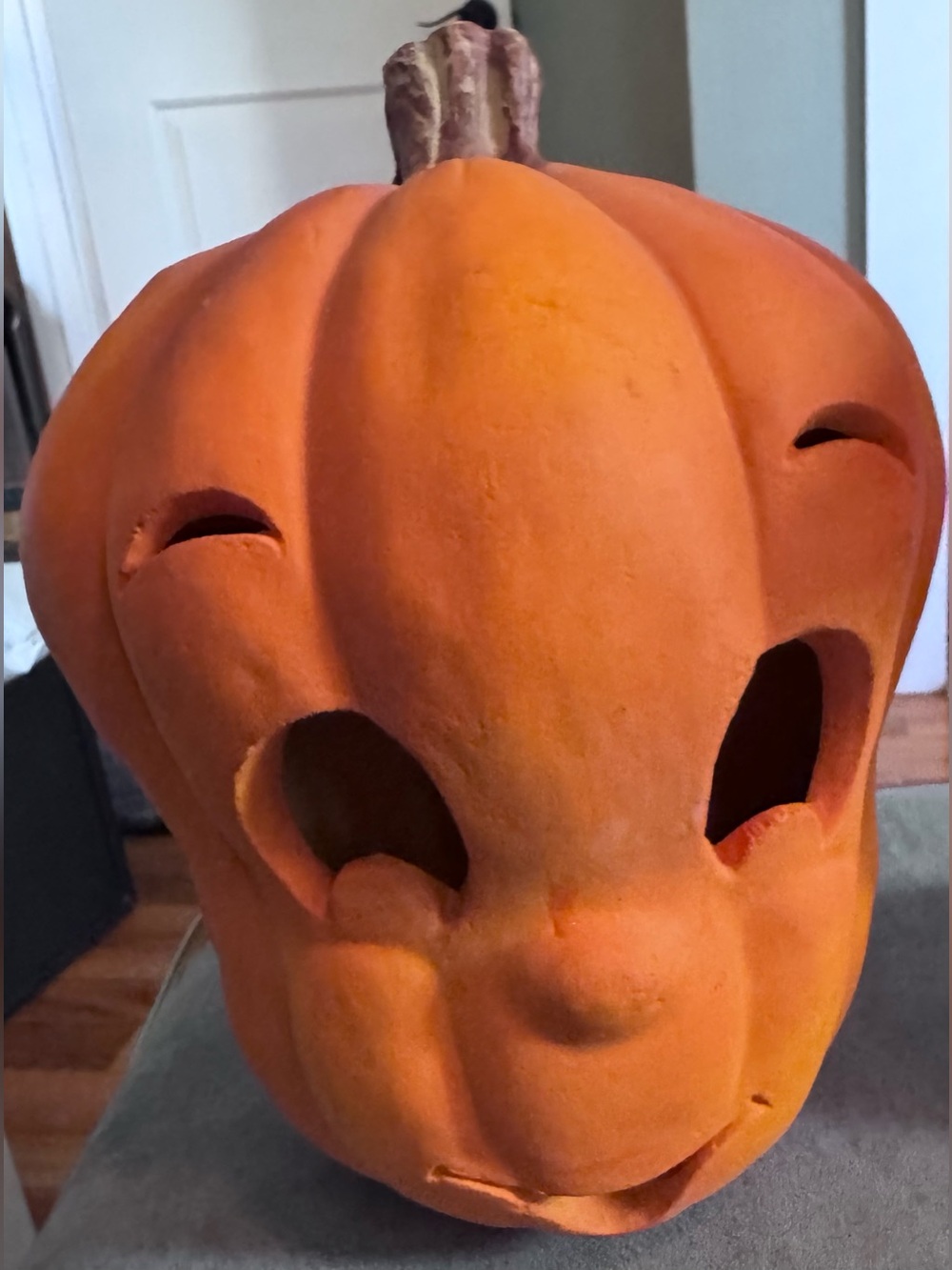 Vintage 1995 Smiling Casper and Stretch Pumpkin Head Halloween Decor - Orange